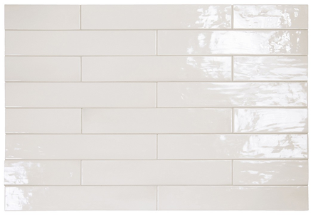 MANACOR WHITE - Faience 6,5x40 cm aspect zellige brillant Blanc