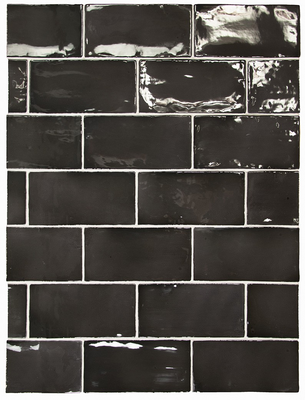 MANACOR MERCURY BLACK - Faience 7,5x15 cm aspect zellige brillant noir