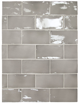 MANACOR MERCURY GREY - Faience 7,5x15 cm aspect zellige brillant gris