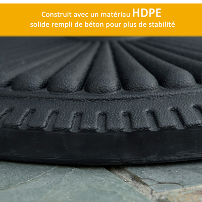 Pied de parasol rond motif rosace Ø 49 cm 15 Kg ciment HDPE noir