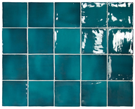 MANACOR GLACIER - Faience 10x10 cm aspect zellige brillant bleu turquoise