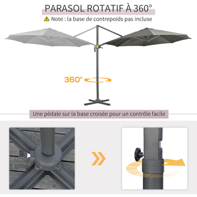 Parasol déporté octogonal inclinable Ø 2,94 x 2,48H m
