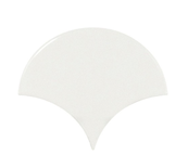 SCALE FAN WHITE - Faience écaille de poisson 10,6x12 cm blanc brillant