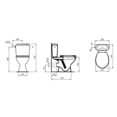 Pack WC  NOE avec réservoir alimentation latérale blanc sortie horizontale - PORCHER - P948001