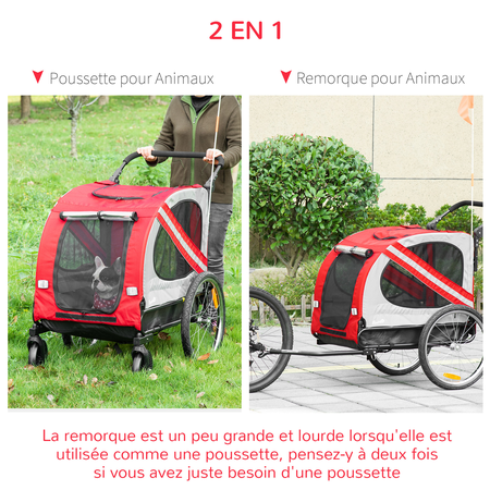 Remorque vélo jogger 2 en 1 pour animaux