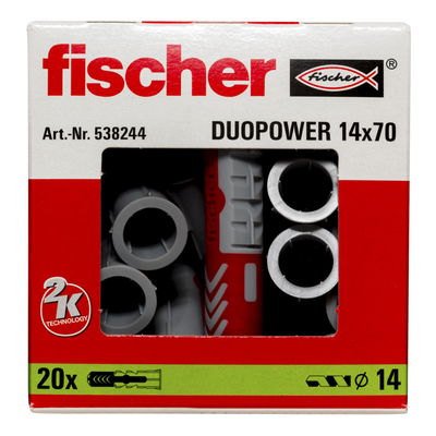 Chevilles bi-matière DuoPower 14X70 boîte de 20 - FISCHER - 538244