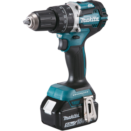 Perceuse visseuse à percussion 18V + 2 batteries 5Ah + chargeur + coffret MAKPAC - MAKITA - DHP484RTJ