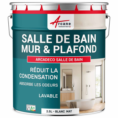 Peinture salle de bains lessivable, mur, plafond : Arcadéco Salle de Bain