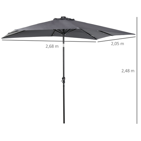 Parasol lumineux LED rectangulaire inclinable dim. 2,68L x 2,05l x 2,48H m