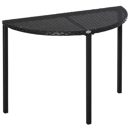 Table de balcon jardin demi-lune résine tressée 4 fils imitation rotin noir