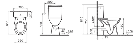 Pack WC surélevé PMR NORMUS avec abattant et charnières métal - VITRA - 9836B003-7204