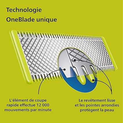 Philips OneBlade Authentique Visage + Corps - Tondeuse et Rasoir Électrique avec 2 Lames Originales