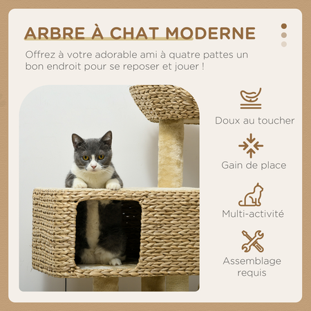 Arbre à chat style cosy chic peluche beige jacinthe d'eau