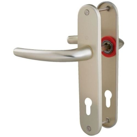 Ensemble SAN DIEGO petit model type clé I pour cylindre européen finition F2 aluminium aspect champagne - HOPPE - 3230362