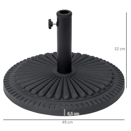 Pied de parasol rond motif rosace Ø 49 cm 15 Kg ciment HDPE noir