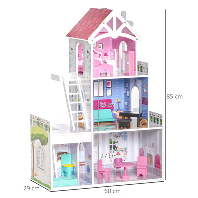 Maison de poupée 3 étages jeu d'imitation multi-équipement