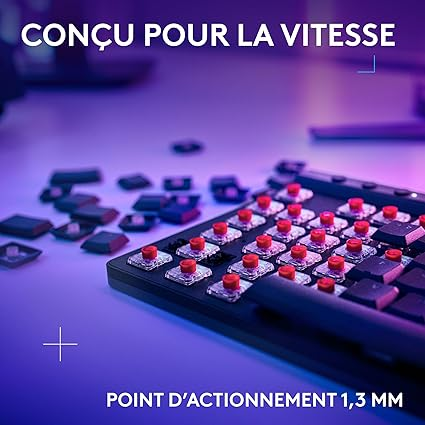 Logitech G G515 LIGHTSPEED TKL Profilé Clavier Gaming sans Fil, LIGHTSYNC RVB, Profil Ultra-Plat sans Pavé Numérique, Touches en PBT, Contacts Mécaniques Linéaires, Clavier Français AZERTY - Noir