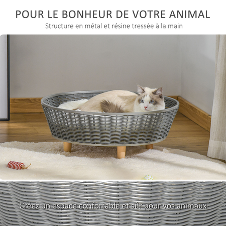 Canapé chien panier chat design scandinave avec coussin gris