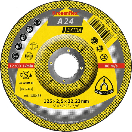 Disque à tronçonner plat KRONENFLEX A24 Extra 125x2,5mm - KLINGSPOR - 242138