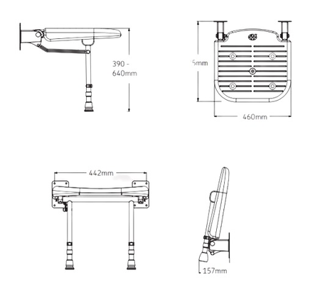 Siège de douche rembourré  gris série 4000 - AKW - 04270P