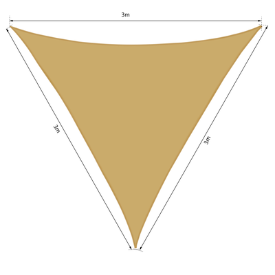 Voile d'ombrage triangulaire 3x3x3 m sable