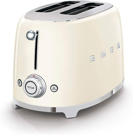 Smeg Grille-pain 2 Tranches TSF01CREU, Crème [Classe énergétique A]