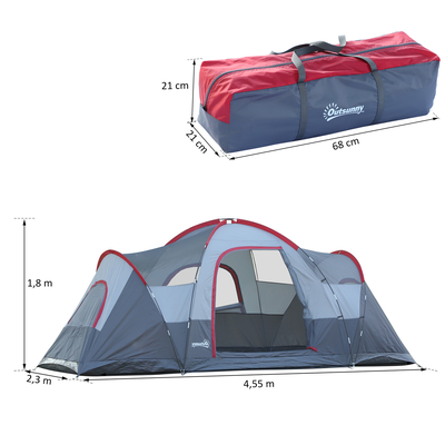 Tente de camping familiale 5-6 personnes gris