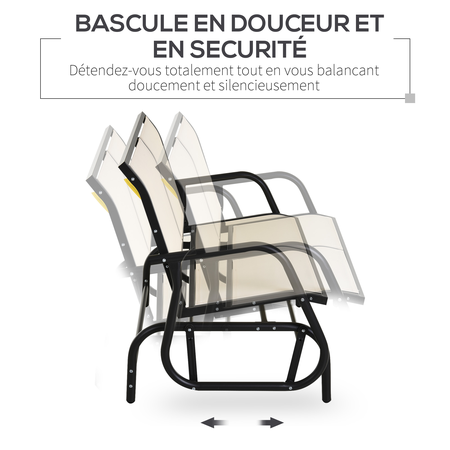 Banc à bascule de jardin 2 places design contemporain