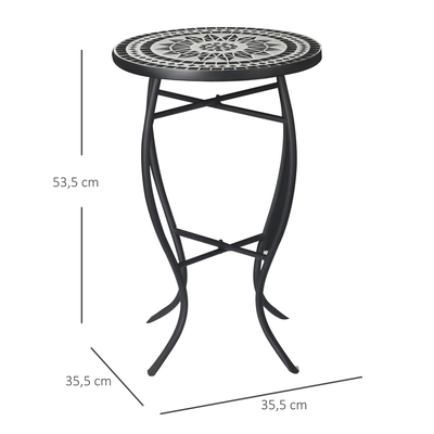Table ronde style fer forgé plateau mosaïque céramique