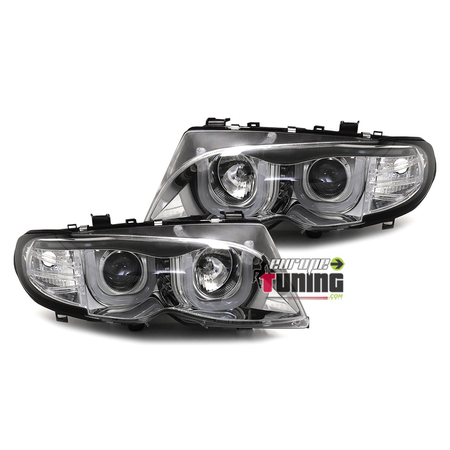 2 PHARES FEUX CHROME ANGEL EYES LED EN U CCFL BMW SERIE 3 E46 5 PORTES 2001-2005 (00562)