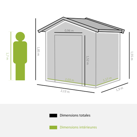 Abri de jardin - remise pour outils - cabanon porte verrouillable - tôle d'acier