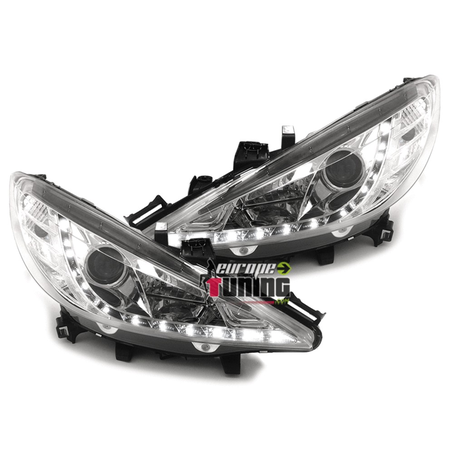 PHARES FEUX AVANTS LEDS DE JOUR DRL DIURNES R87 PEUGEOT 207 (00242)