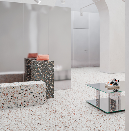 CONFETTI BIANCO MULTICOLOR - 18,6X18,6 CM - Carrelage Terrazzo