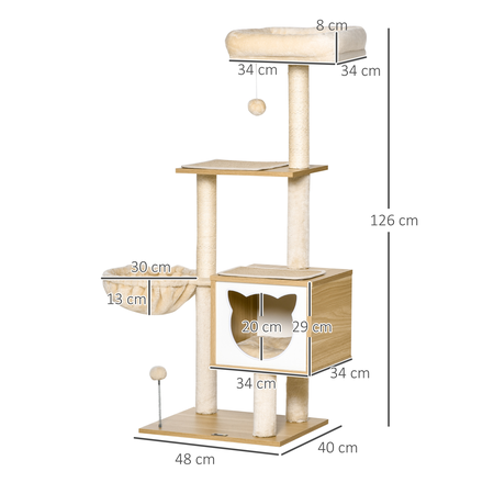 Arbre à chat multi-équipement H126 cm beige