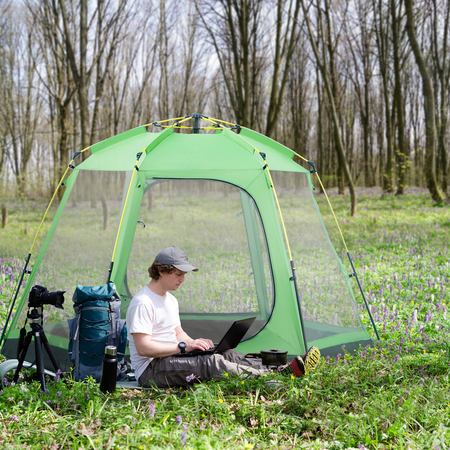 Tente de camping pop-up 6 personnes fibre verre polyester