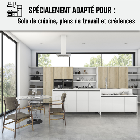 Béton Ciré Cuisine : Plan de travail, Crédence-2 m² (en 2 couches) Flanelle Gris Fonce-ARCANE INDUSTRIES