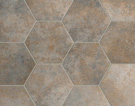 OXIDE GRIS Carrelage hexagonal 17,5X20 cm effet métallisé
