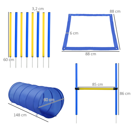 Agility sport pour chiens équipement complet jaune bleu