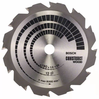Lame de scie circulaire Construct Wood D160mm pour le bois 12 dents - BOSCH - 2608640630