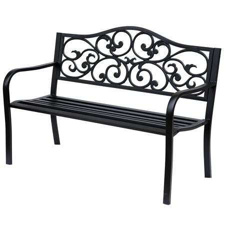 Banc 3 places de jardin style cosy chic noir