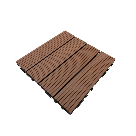 Pack dalle de terrasse 1m² bois composite modular (11 pièces 30 x 30 cm) - Coloris - Gris carbone, Largeur - 30 cm, Longueur - 30 cm, Surface couverte en m² - 1