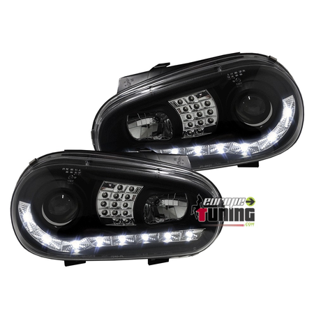 PHARES AVANTS FEUX DEVIL EYES LED NOIRS VOLKSWAGEN VW GOLF 4 (13782)