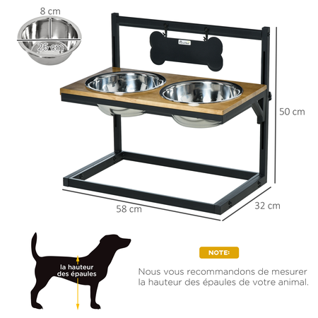 Porte-gamelles double chien surélevée hauteur réglable