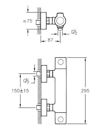 Mitigeur de douche thermostatique AQUAHEAT RS3 chromé - VITRA - A47158EKM