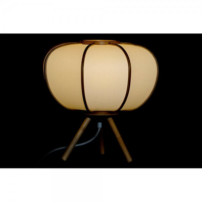 Lampe de bureau DKD Home Decor Blanc Polyester Bambou 220 V 50 W