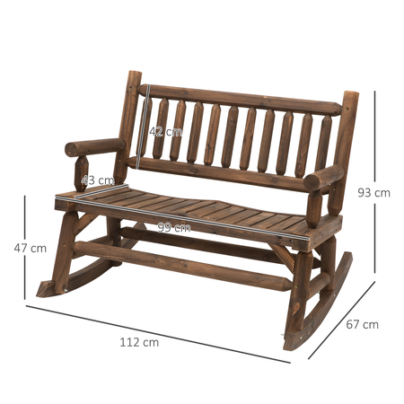 Banc à bascule de jardin 2 places sapin traité carbonisation