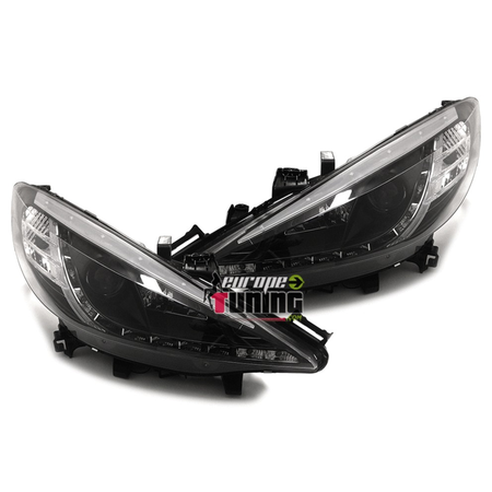 PHARES FEUX AVANTS NOIRS DEVIL EYES LED PEUGEOT 207 PHASES 1 et 2 (00243)