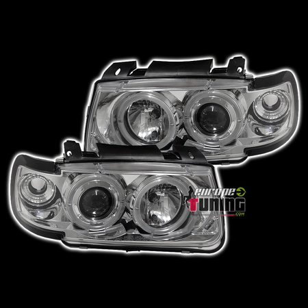 PHARES FEUX AVANTS ANGEL EYES CHROM VOLKSWAGEN VW POLO 6N (11077)