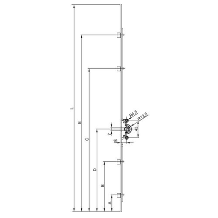 Crémone verrou JET15 cote DF longueur 1225mm D - FERCO - G-12425-12-4-1