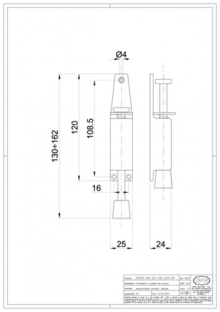 Cale-porte à pédale 130mm verni or - IBFM - 243